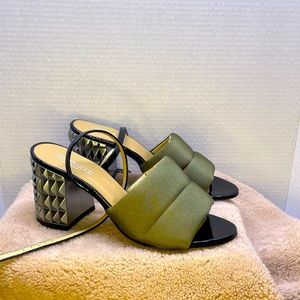 Stephen Good London olive green quilted puffer heels EU 40